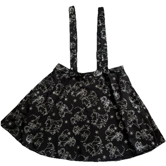 Sailor Moon Glitter Luna Suspender Skirt Womens XL Black Cat Pockets Grunge Goth - Picture 3 of 12